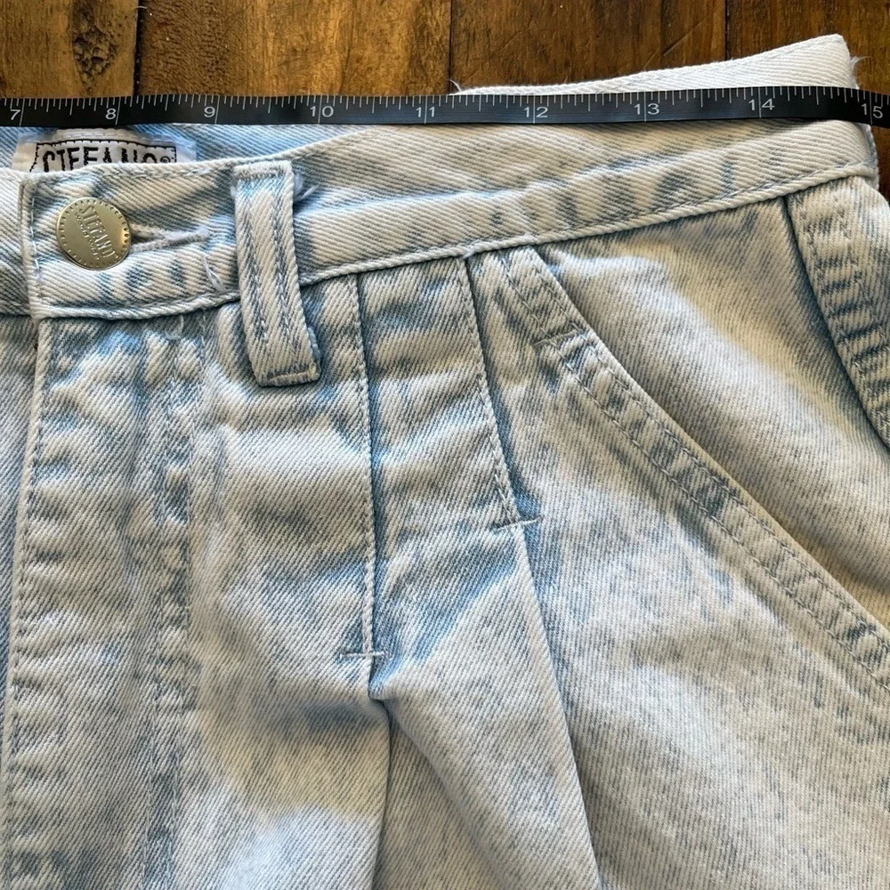 STEFANO Pleated Mom Jeans Vintage Acid Wash High Rise Womens 16 Light Blue Y2K
